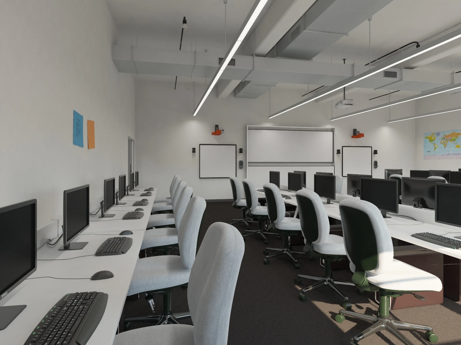 Computer Laboratory Classroom Interior Scene 3D Model_09